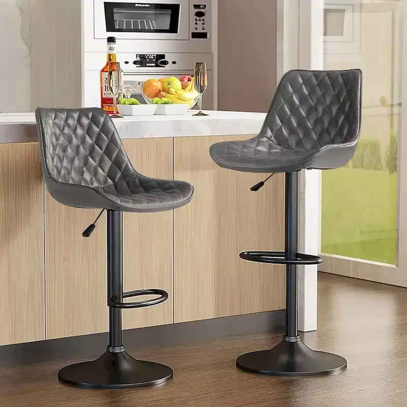 Ensemble de 2 tabourets de bar Bossin, réglables en hauteur, pivotants et avec dossier.