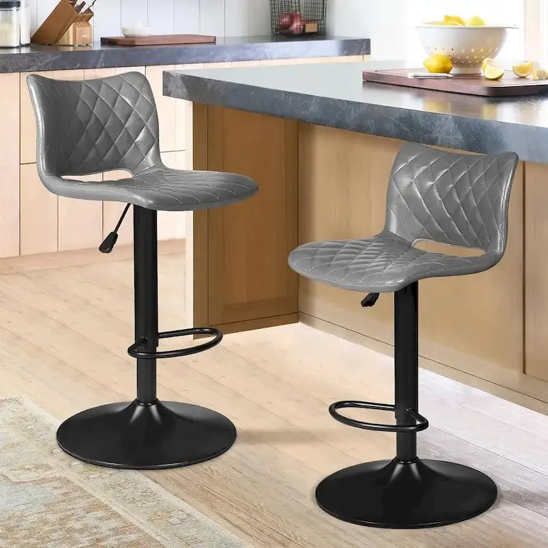 Ensemble de 2 tabourets de bar Bossin, réglables en hauteur, pivotants et avec dossier.