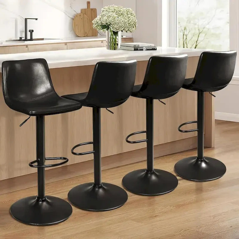 Ensemble de 2 tabourets de bar Bossin, réglables en hauteur, pivotants et avec dossier.