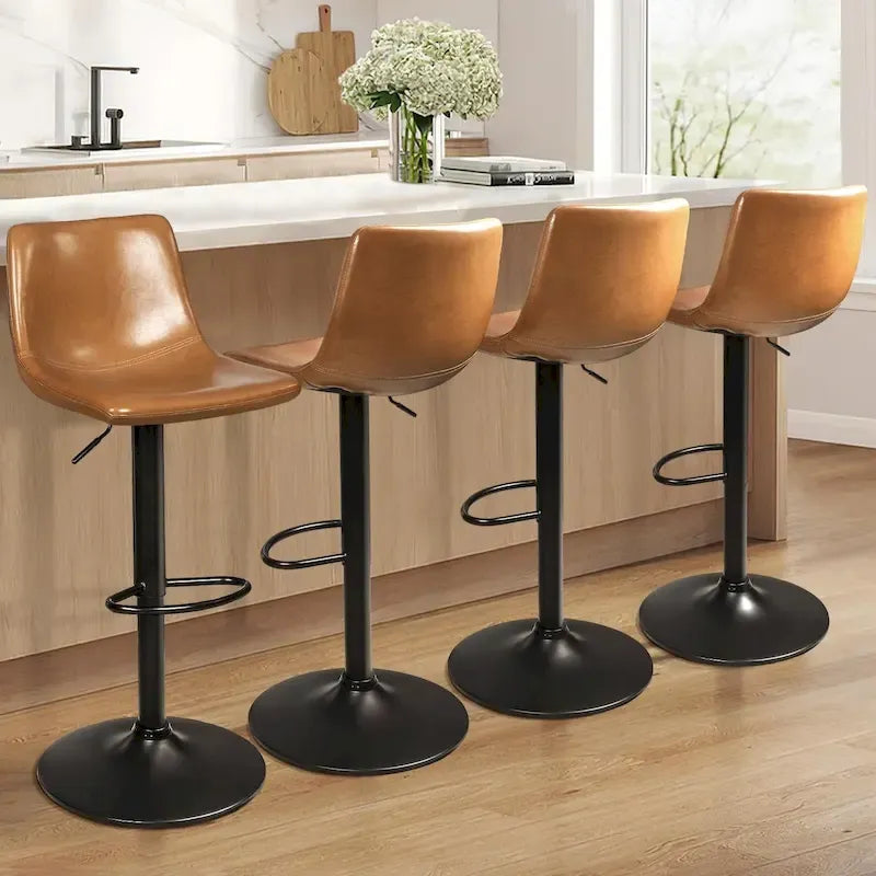 Ensemble de 2 tabourets de bar Bossin, réglables en hauteur, pivotants et avec dossier.