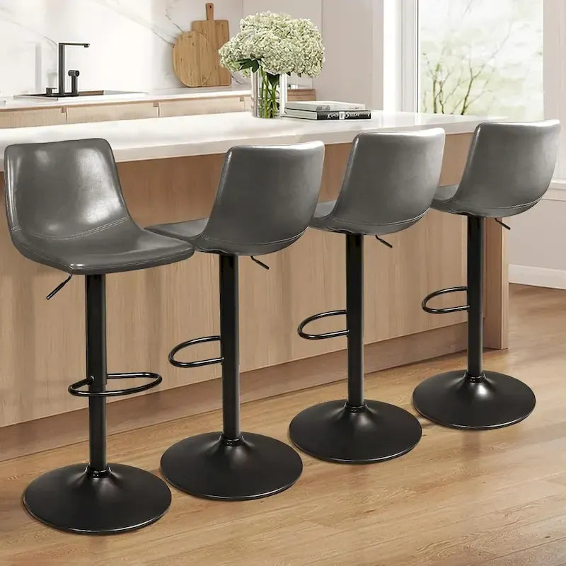 Ensemble de 2 tabourets de bar Bossin, réglables en hauteur, pivotants et avec dossier.