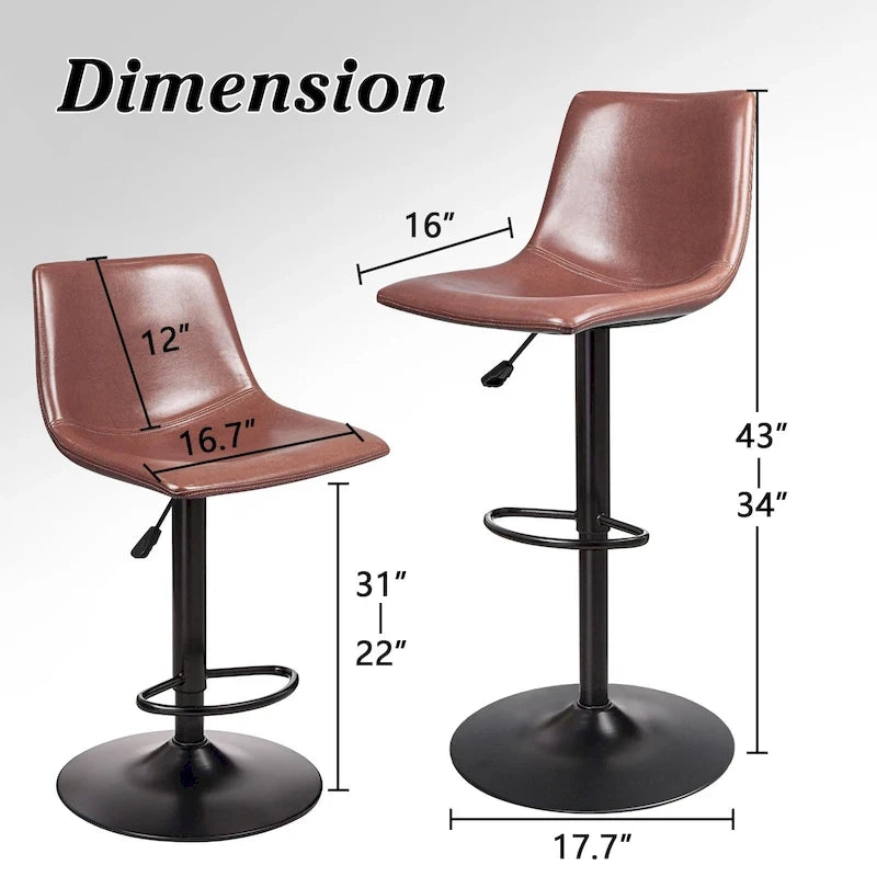 Ensemble de 2 tabourets de bar Bossin, réglables en hauteur, pivotants et avec dossier.