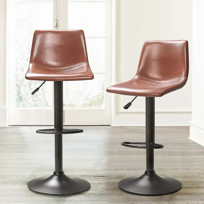 Ensemble de 2 tabourets de bar Bossin, réglables en hauteur, pivotants et avec dossier.