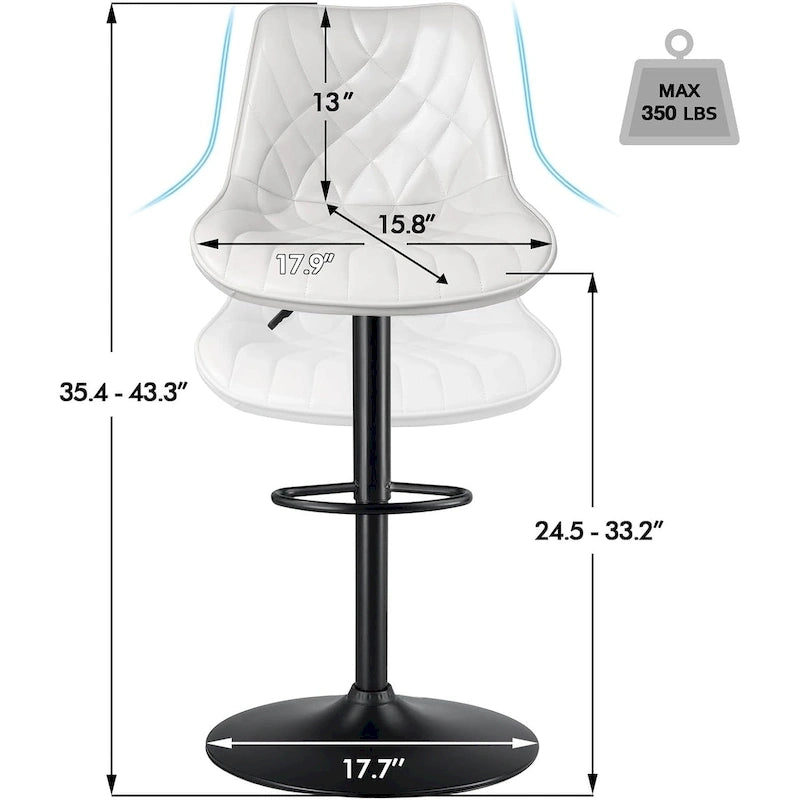 Ensemble de 2 tabourets de bar Bossin, réglables en hauteur, pivotants et avec dossier.