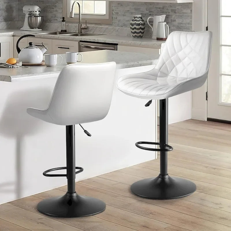 Ensemble de 2 tabourets de bar Bossin, réglables en hauteur, pivotants et avec dossier.