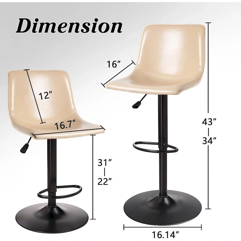 Ensemble de 2 tabourets de bar Bossin, réglables en hauteur, pivotants et avec dossier.