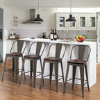 Tabourets de bar style ferme Andeworld, ensemble de 4 tabourets de bar hauteur comptoir - Lot de 4
