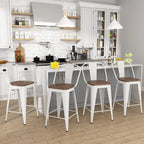 Tabourets de bar style ferme Andeworld, ensemble de 4 tabourets de bar hauteur comptoir - Lot de 4