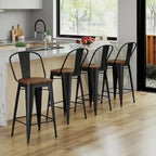 Tabourets de bar style ferme Andeworld, ensemble de 4 tabourets de bar hauteur comptoir - Lot de 4