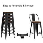 Tabourets de bar style ferme Andeworld, ensemble de 4 tabourets de bar hauteur comptoir - Lot de 4