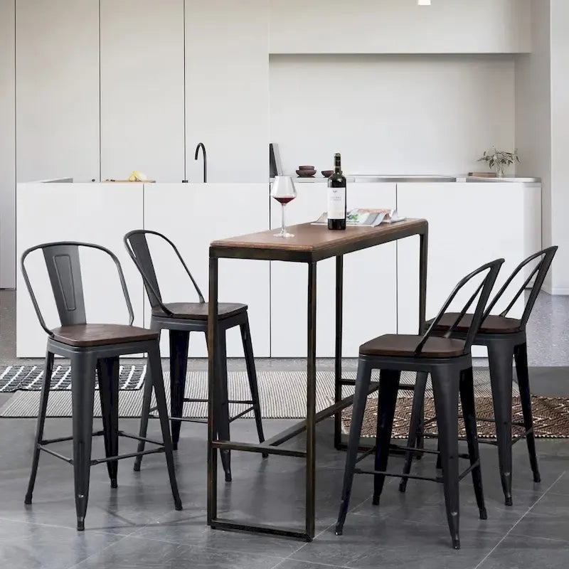 Tabourets de bar style ferme Andeworld, ensemble de 4 tabourets de bar hauteur comptoir - Lot de 4