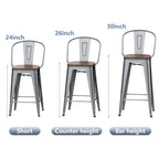 Tabourets de bar style ferme Andeworld, ensemble de 4 tabourets de bar hauteur comptoir - Lot de 4