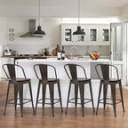 Tabourets de bar style ferme Andeworld, ensemble de 4 tabourets de bar hauteur comptoir - Lot de 4