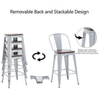 Tabourets de bar style ferme Andeworld, ensemble de 4 tabourets de bar hauteur comptoir - Lot de 4