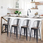 Tabourets de bar style ferme Andeworld, ensemble de 4 tabourets de bar hauteur comptoir - Lot de 4