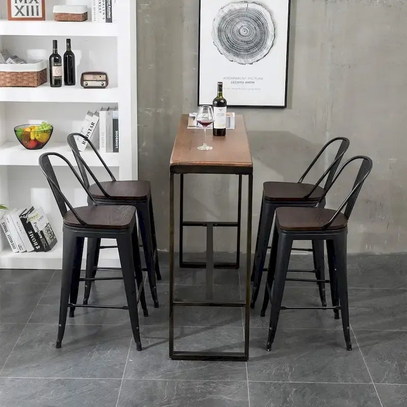 Tabourets de bar style ferme Andeworld, ensemble de 4 tabourets de bar hauteur comptoir - Lot de 4