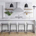 Tabouret de bar de cuisine moderne sans dossier Nathan James Arlo, avec assise en selle et piètement en métal