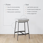 Tabouret de bar de cuisine moderne sans dossier Nathan James Arlo, avec assise en selle et piètement en métal