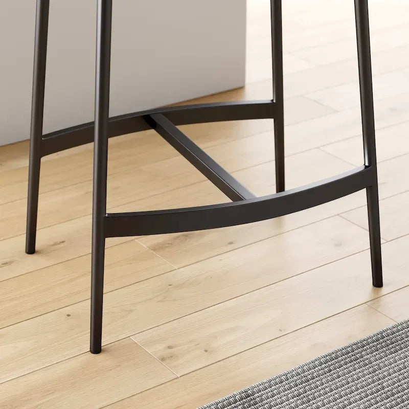 Tabouret de bar de cuisine moderne sans dossier Nathan James Arlo, avec assise en selle et piètement en métal