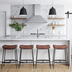 Tabouret de bar de cuisine moderne sans dossier Nathan James Arlo, avec assise en selle et piètement en métal