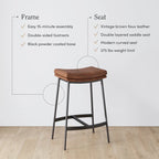 Tabouret de bar de cuisine moderne sans dossier Nathan James Arlo, avec assise en selle et piètement en métal