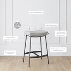 Tabouret de bar de cuisine moderne sans dossier Nathan James Arlo, avec assise en selle et piètement en métal