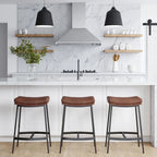 Tabouret de bar de cuisine moderne sans dossier Nathan James Arlo, avec assise en selle et piètement en métal