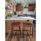 Tabouret de bar de cuisine moderne sans dossier Nathan James Arlo, avec assise en selle et piètement en métal