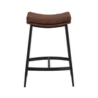 Tabouret de bar de cuisine moderne sans dossier Nathan James Arlo, avec assise en selle et piètement en métal