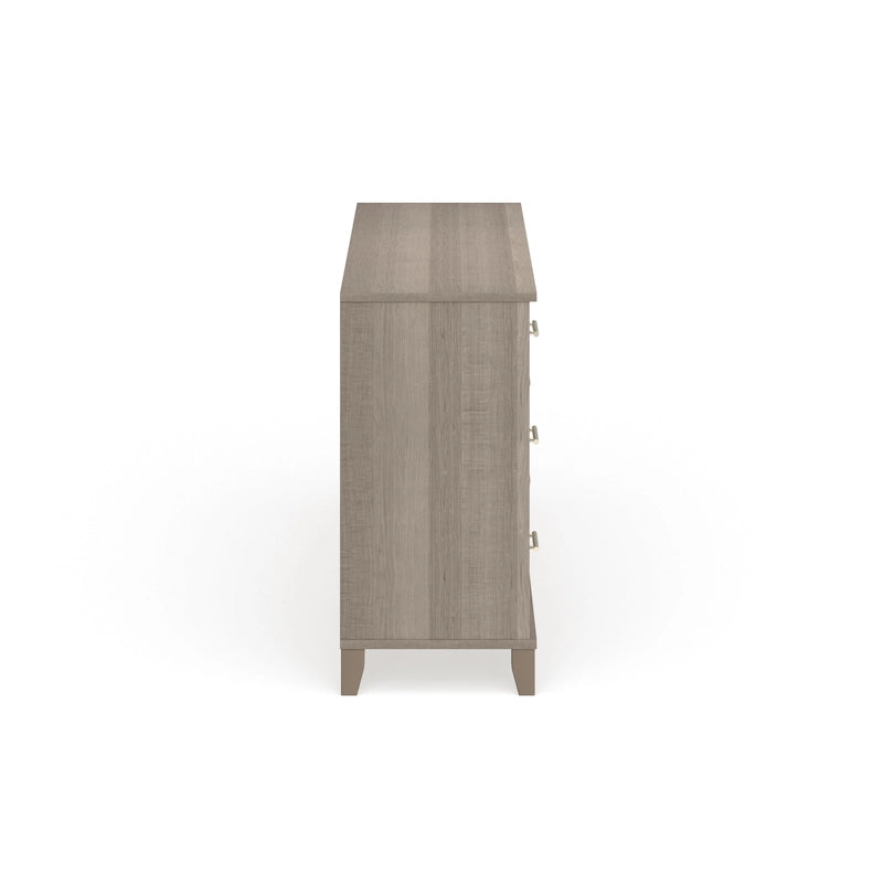 Commode grise de style transitionnel à grain texturé