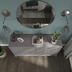 Commode grise de style transitionnel à grain texturé