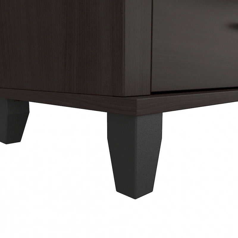 Commode grise de style transitionnel à grain texturé
