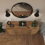 Commode grise de style transitionnel à grain texturé