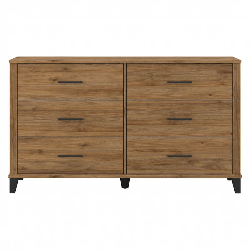 Commode grise de style transitionnel à grain texturé