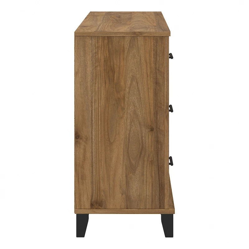 Commode grise de style transitionnel à grain texturé