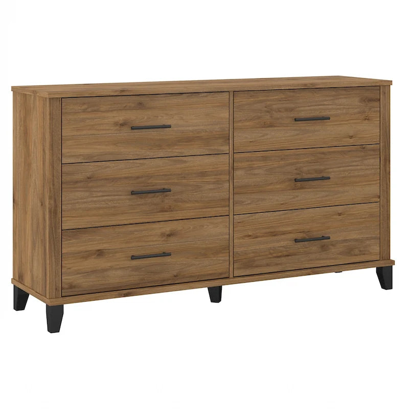 Commode grise de style transitionnel à grain texturé