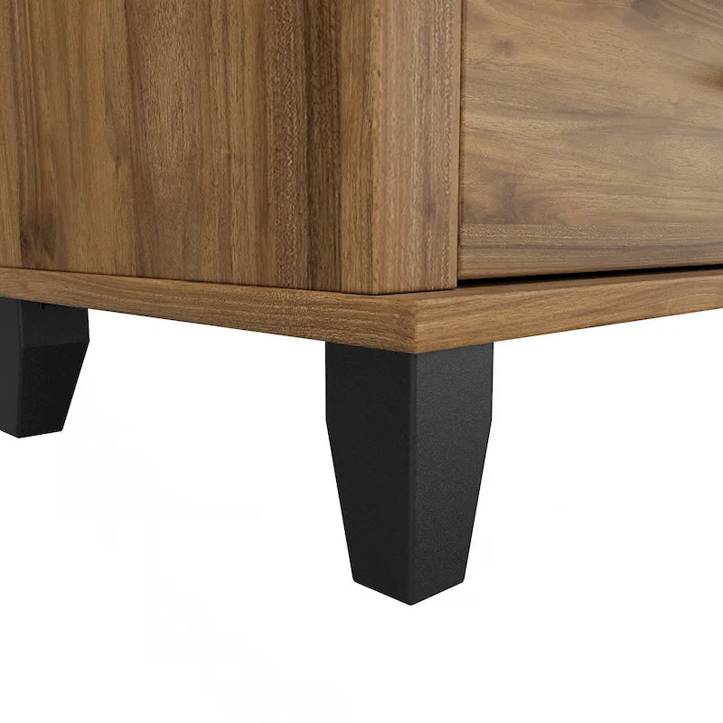 Commode grise de style transitionnel à grain texturé