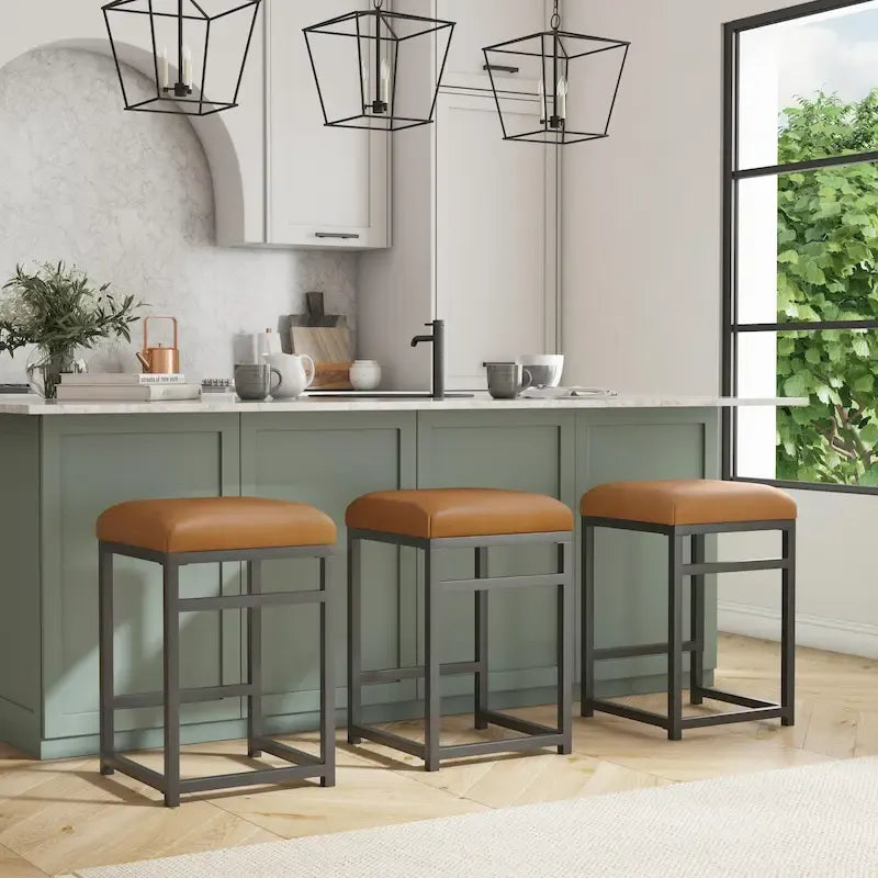 Tabouret de bar sans dossier HomePop en métal 24 pouces (61 cm)