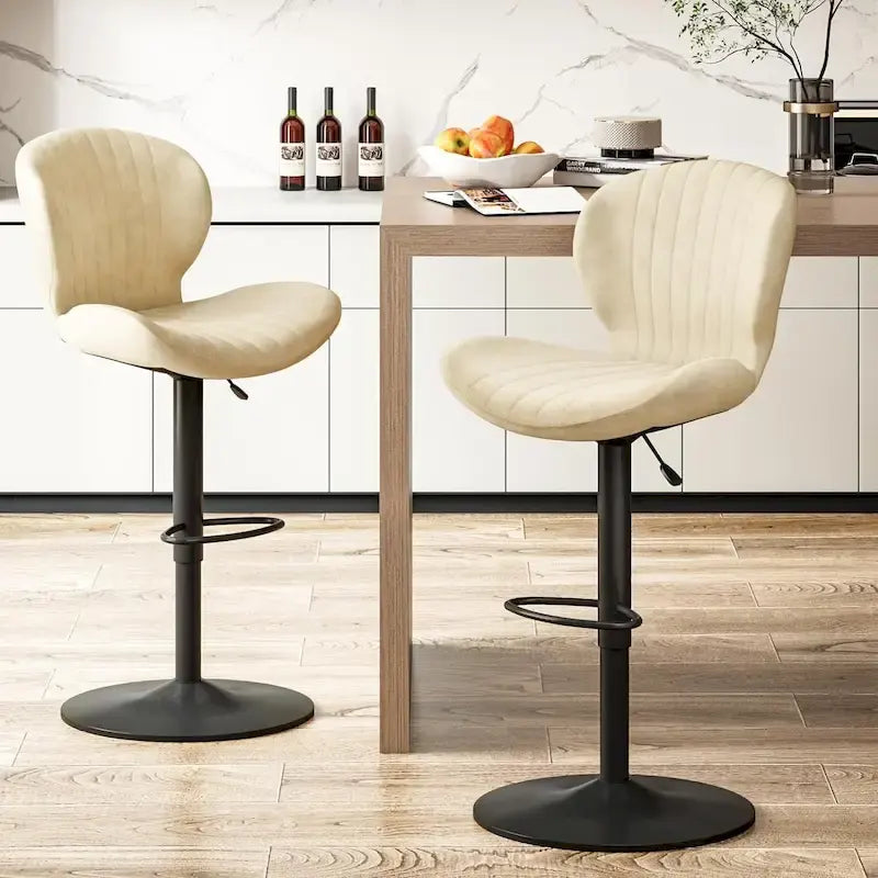 BOSSIN Lot de 2 tabourets de bar modernes et réglables, tabourets de comptoir pivotants revêtus de similicuir - 42 cm (P) x 50 cm (L) x 119 cm (H)