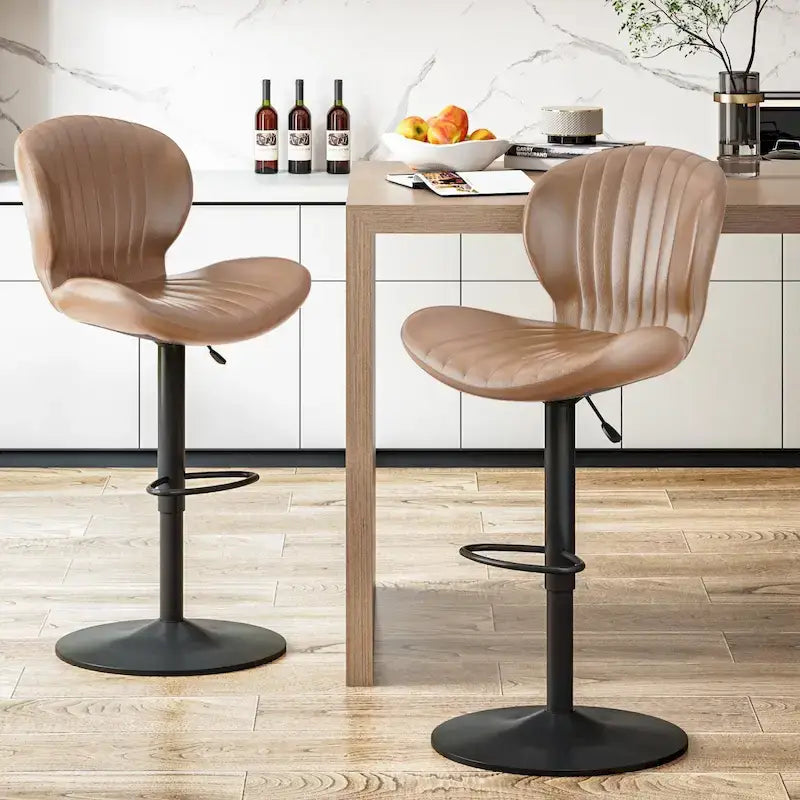 BOSSIN Lot de 2 tabourets de bar modernes et réglables, tabourets de comptoir pivotants revêtus de similicuir - 42 cm (P) x 50 cm (L) x 119 cm (H)