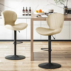 BOSSIN Lot de 2 tabourets de bar modernes et réglables, tabourets de comptoir pivotants revêtus de similicuir - 42 cm (P) x 50 cm (L) x 119 cm (H)