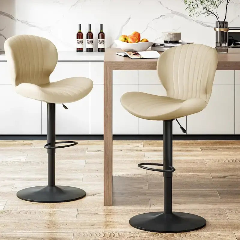 BOSSIN Lot de 2 tabourets de bar modernes et réglables, tabourets de comptoir pivotants revêtus de similicuir - 42 cm (P) x 50 cm (L) x 119 cm (H)