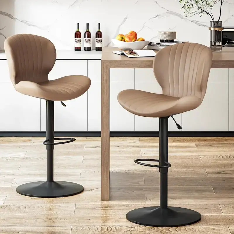 BOSSIN Lot de 2 tabourets de bar modernes et réglables, tabourets de comptoir pivotants revêtus de similicuir - 42 cm (P) x 50 cm (L) x 119 cm (H)