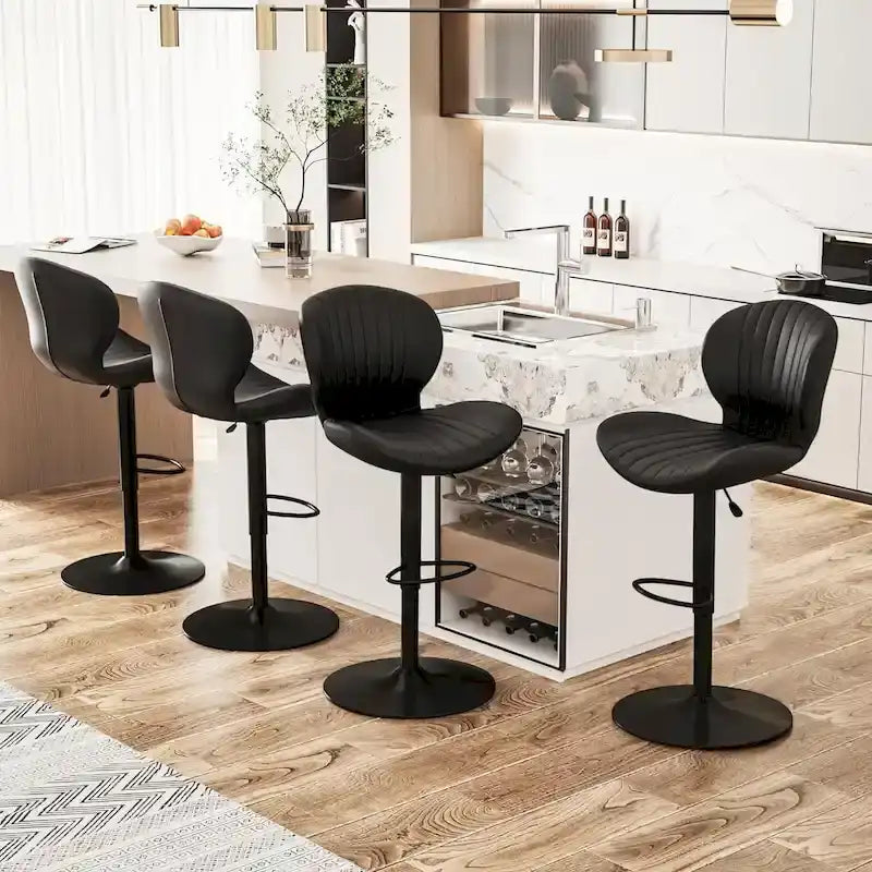 BOSSIN Lot de 2 tabourets de bar modernes et réglables, tabourets de comptoir pivotants revêtus de similicuir - 42 cm (P) x 50 cm (L) x 119 cm (H)