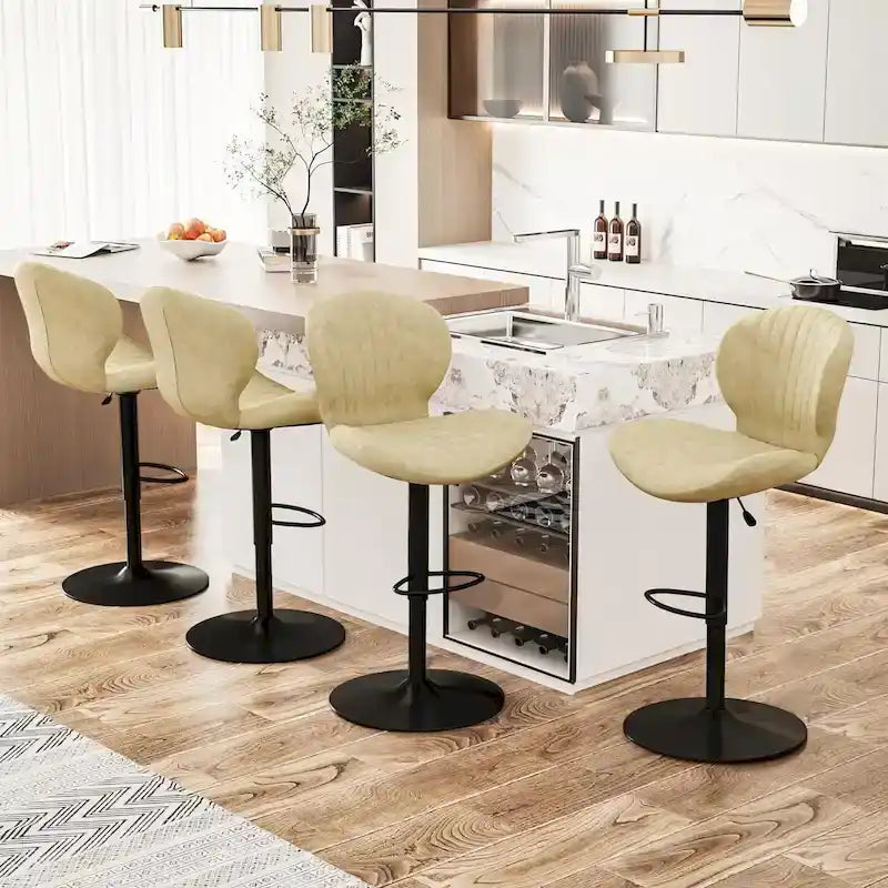 BOSSIN Lot de 2 tabourets de bar modernes et réglables, tabourets de comptoir pivotants revêtus de similicuir - 42 cm (P) x 50 cm (L) x 119 cm (H)