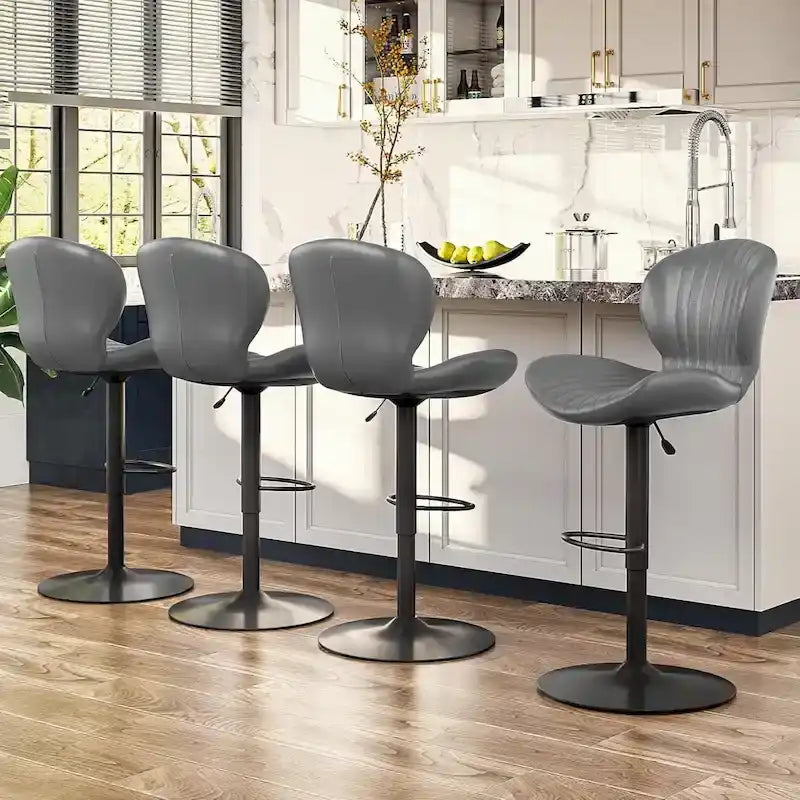 BOSSIN Lot de 2 tabourets de bar modernes et réglables, tabourets de comptoir pivotants revêtus de similicuir - 42 cm (P) x 50 cm (L) x 119 cm (H)