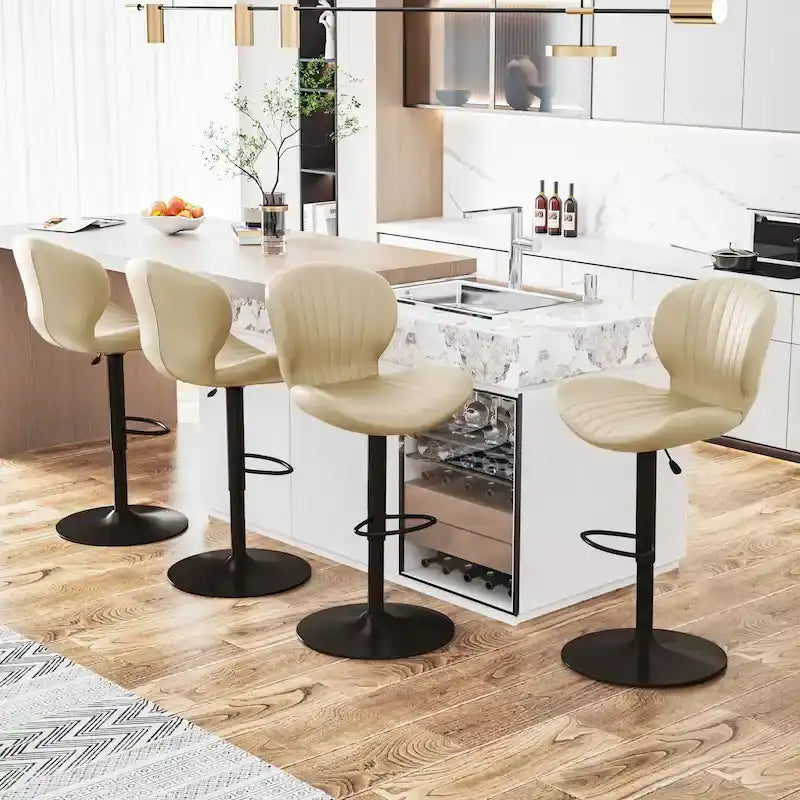 BOSSIN Lot de 2 tabourets de bar modernes et réglables, tabourets de comptoir pivotants revêtus de similicuir - 42 cm (P) x 50 cm (L) x 119 cm (H)