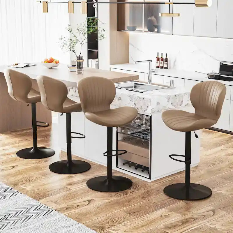 BOSSIN Lot de 2 tabourets de bar modernes et réglables, tabourets de comptoir pivotants revêtus de similicuir - 42 cm (P) x 50 cm (L) x 119 cm (H)