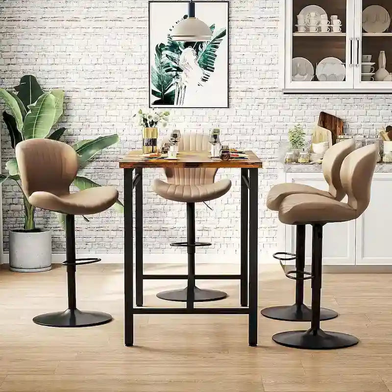BOSSIN Lot de 2 tabourets de bar modernes et réglables, tabourets de comptoir pivotants revêtus de similicuir - 42 cm (P) x 50 cm (L) x 119 cm (H)