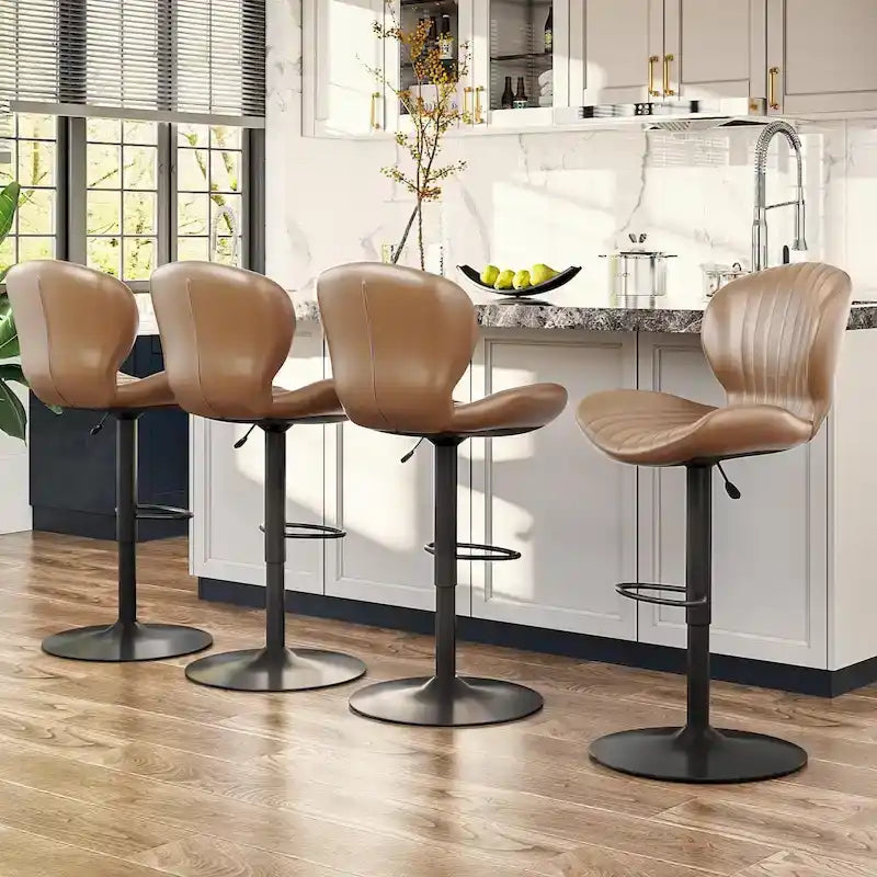 BOSSIN Lot de 2 tabourets de bar modernes et réglables, tabourets de comptoir pivotants revêtus de similicuir - 42 cm (P) x 50 cm (L) x 119 cm (H)